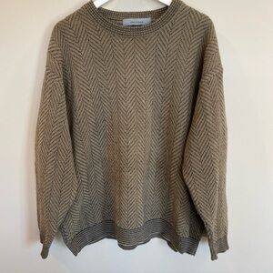 Cellinni Vintage Zig Zag Chunky Sweater Brown Mens Xxl Grandpa Wool Blend